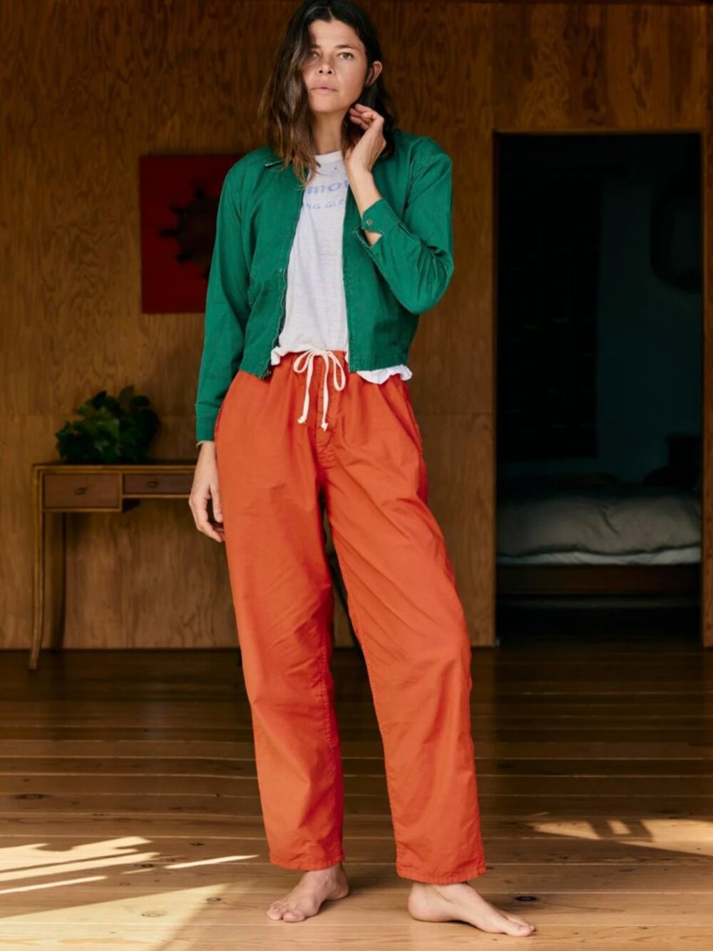 imogene + willie the lounge drawstring pant in venetian orange size small